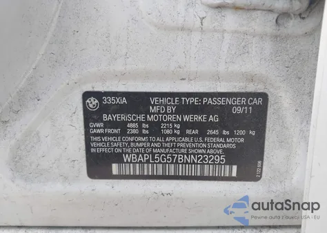 2011 BMW 335I xDrive z USA, uszkodzony, nr VIN WBAPL5G57BNN23295